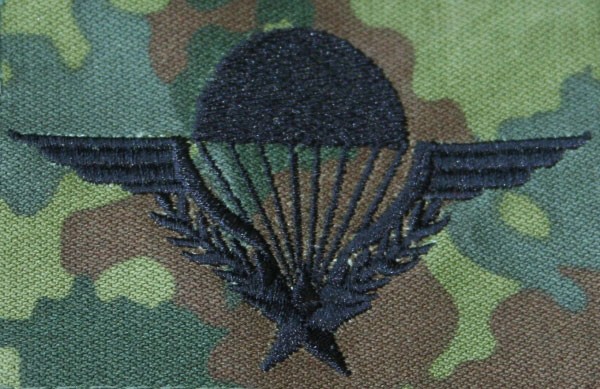 Bundeswehr Fallschirmspringer Abzeichen Silber auf flecktarn maschinengestickt